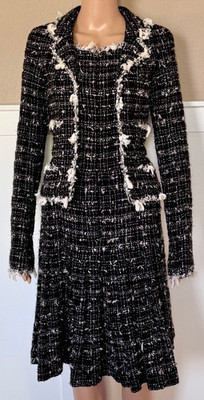 Chanel Cruise 2005 Runway Trompe L'oeil Tweed Dress FR 38