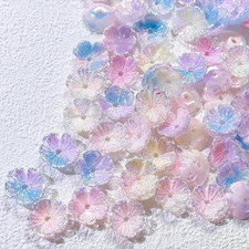 50Pcs Gradient 5 Petal Flower Beads for Jewelry Making Colorful Flower Beads for