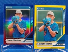 Emmet Sheehan 2024 Donruss #88 RC Parallel Lot- RWB Foil & Yellow Flood