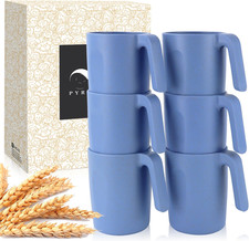 Wheat Straw Cups-Mug Set of 6,Reusable Plastic Coffee Mug,Tea Cup with Handles,1