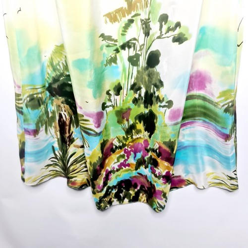 Peter Alexander Size S Silk Green Scenic Print Tie Halter Ruffled Long Nighie - Picture 5 of 12