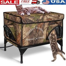 Insulated  Weatherproof Heated Outdoor Cat House in Winter Shelter Heated House