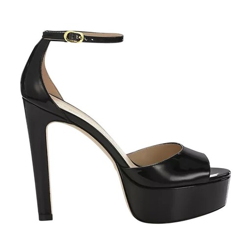 Stuart Weitzman Womens Discopatform Heeled Sandal US 11B Black Patent NIB - Picture 2 of 14