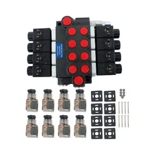4 Spool 12V DC Solenoid Hydraulic Control Valve 13GPM 3600PSI Double Acting
