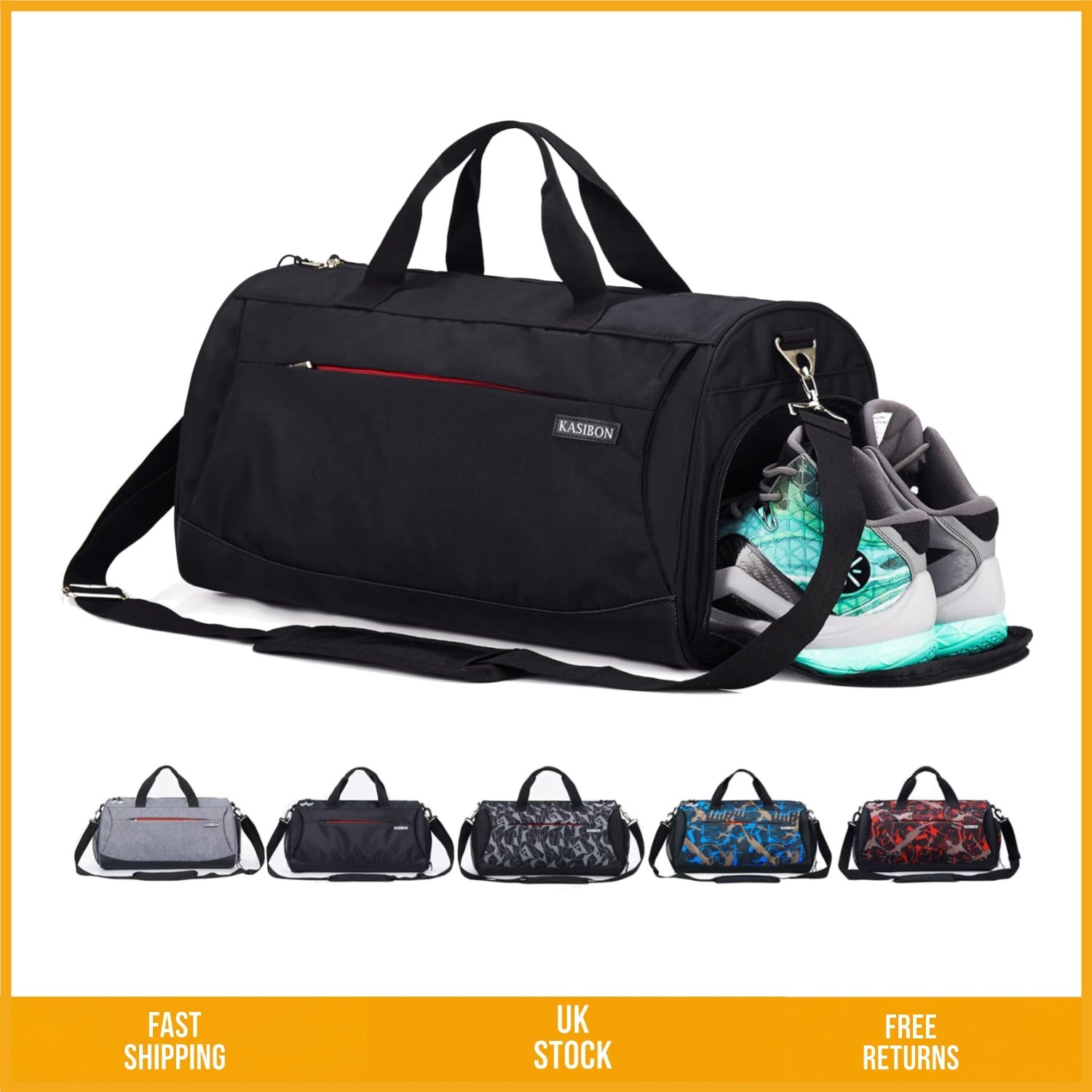 Versatile Sports Gym Duffle Bag with Shoe Compartment and Wet Pocket 35L 20in