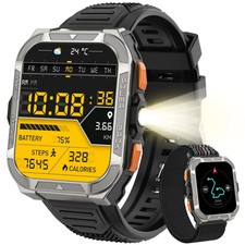 Reloj Inteligente HD de 1.91″ para Android iOS con Fitness Reloj Deportivo Militar 900mAH 2 Bandas