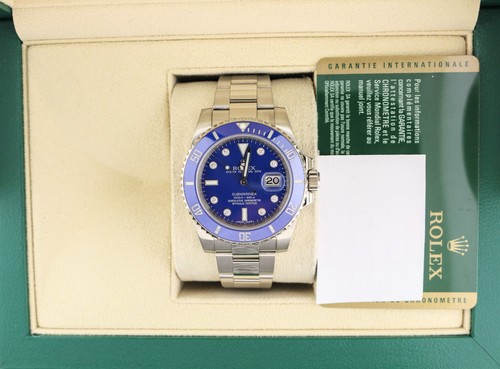 2010 Rolex Submariner 116619 Serti Blue Diamond Dial 18k Oyster With Papers 40mm