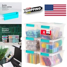 Small Plastic Storage Containers with Lids 4 Qt Clear Stackable Design