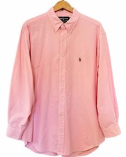 VTG Ralph Lauren Yarmouth Pink Oxford Shirt Mens 17.5 34/35 Flesh Pony/Hong Kong