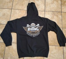 Harley Davidson Full Zipper Hoodie Sweatshirt Black Size Medium M Skull
