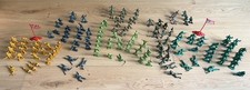Vintage Lot Plastic Army Men Toy Soldiers Mix Colors Eras Military Figures Flags