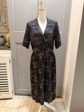 Ines De La Fressange Uniqlo Black Flamingo Print Short Sleeve Midi Dress M