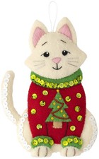 Felt Applique 6 Piece Ornament Making Kit, Cats in Ugly Sweaters, Perfect for...