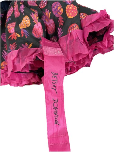 Betsey Johnson Regenschirm Hot Pink Schwarz mit Ananas Rüschen Upside Down 🙃 - Bild 6 von 6