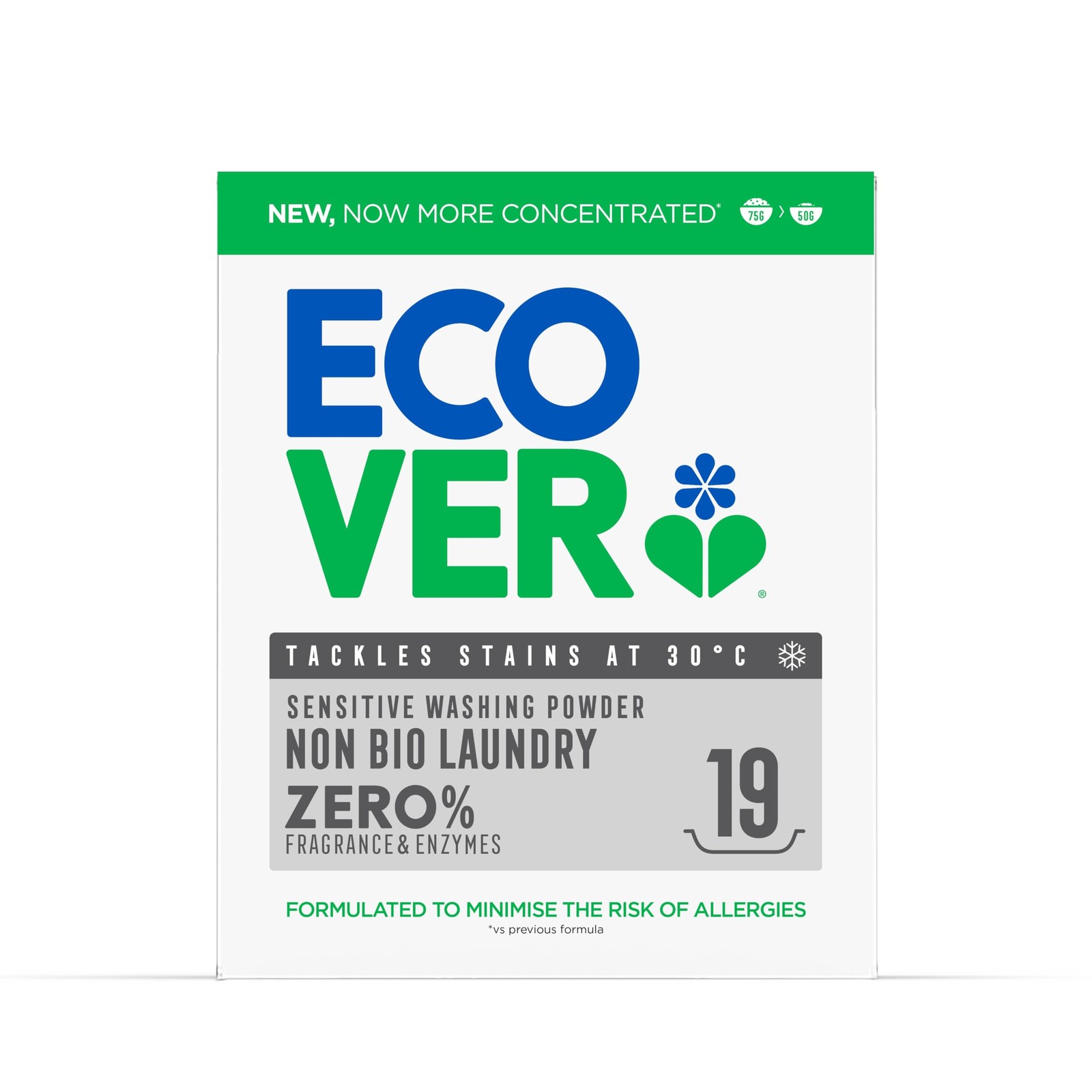 Ecover Zero Non-Bio Laundry Detergent Powder, For 950 g (Pack of 1), White