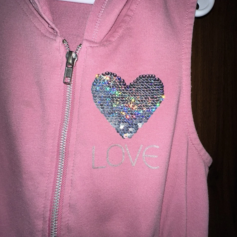 Chaqueta Top Autoestima Niñas Rosa Mediana Con Capucha Sin Mangas Cremallera Completa  Foto 2 de 4