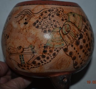 BEAUTIFUL MAYAN STYLE CODEX VASE 5.5 6" WIDE