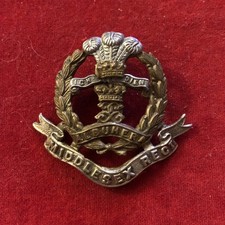 WW1 / WW2 Pattern Middlesex Regiment Cap Badge (shortened slider)