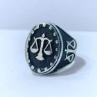925 Sterling Silver "Scales of Justice" Signet Ring - Size 9 US - 8g
