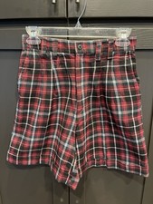 Vintage 90s Palmetto's High Rise Plaid Red Black Shorts Size 5 Women Juniors