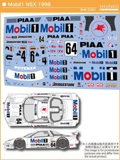 SHUNKO Decal Sheet 1:24 Scale Mobil Honda NSX 64 1998  SHK-D391 for Tamiya Kit