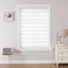 Cordless Zebra Blinds (Pro), Dual Layer Light Control Zebra Blinds for Windows, 