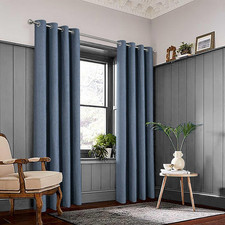 Navy Blue 100 Blackout Herringbone Curtains 54x108, 2 Panels