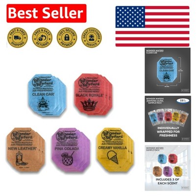 Wonder Wafers Top 5 Scents Sample Pack - 15 Individually Wrapped Car Fresheners