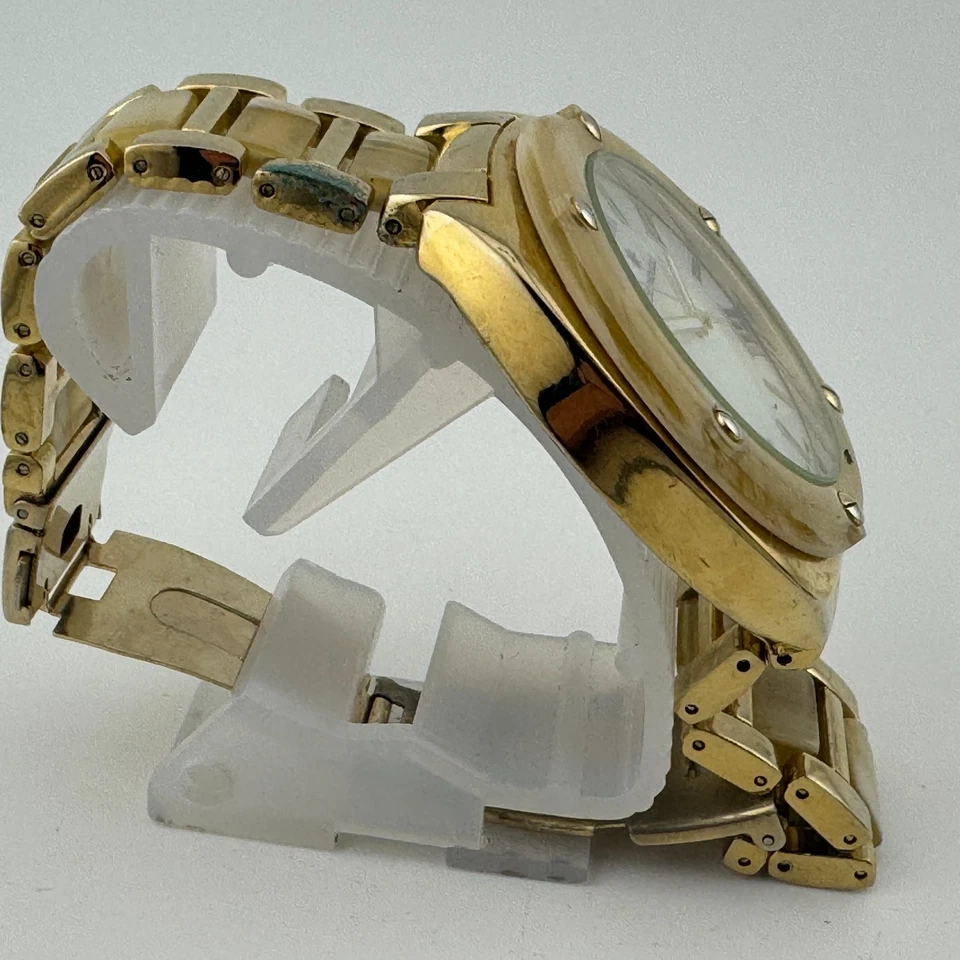 Bernoulli Reloj Cuarzo Unisex Tono Dorado Ónix Look Japón Analógico Batería Nueva 6.5" Foto 3 de 4