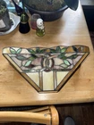 vintage TIFFANY style SLAG stained GLASS 14”X7” wall MOUNT lighting SCONCE shade