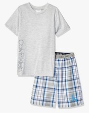 Calvin Klein Boy's 2 Piece Sleepwear Top  Bottom Pajama Set Size M 7/8