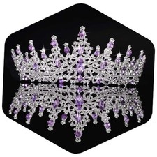 Crystal Crowns and Tiaras Headband for Women Birthday Party Silver  Purple