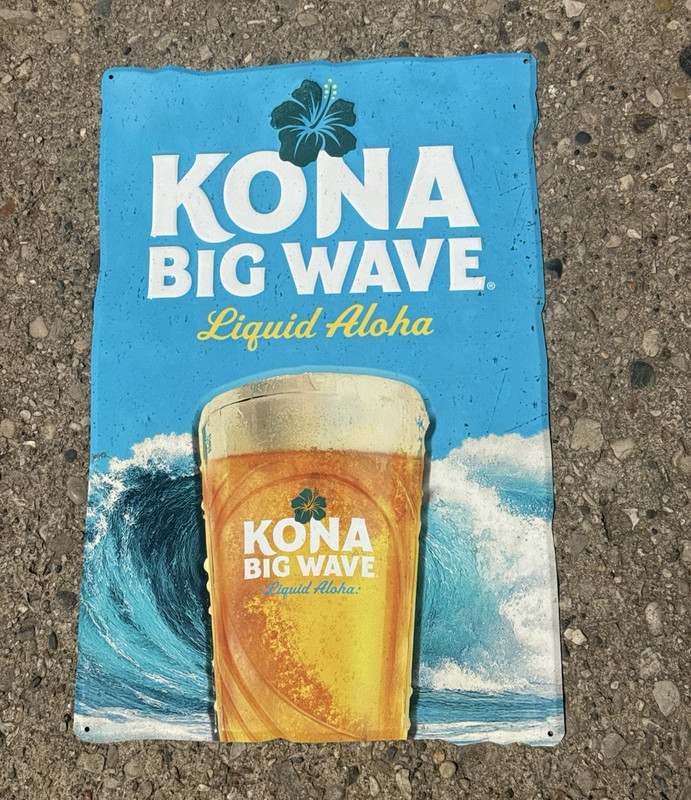 Kona Big Wave Liquid Aloha Beer Tin Sign Breweriana Bar Decor Sign