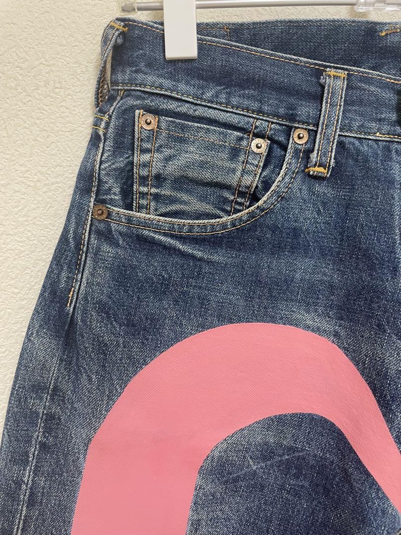 EVISU No.2 Lot.2501 W29 L35 Pink Big Seagull Wide Denim Jeans | eBay