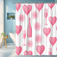 Cute Pink Heart Shower Curtain for Kids and Parties