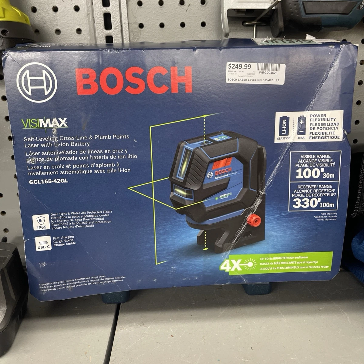 NUEVO Punto Ciruela Línea Cruzada Autonivelante Bosch 3.7V GCL165-42GL Visimax