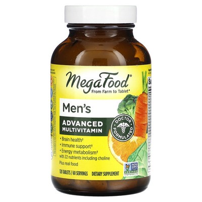 MegaFood Multi for Men 120 Tablets Dairy-Free, Gluten-Free, Kosher, NSF