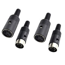 2 Pair Black DIN 5 Pin Female Adapter Socket Audio AV Connector, 5-Pin to