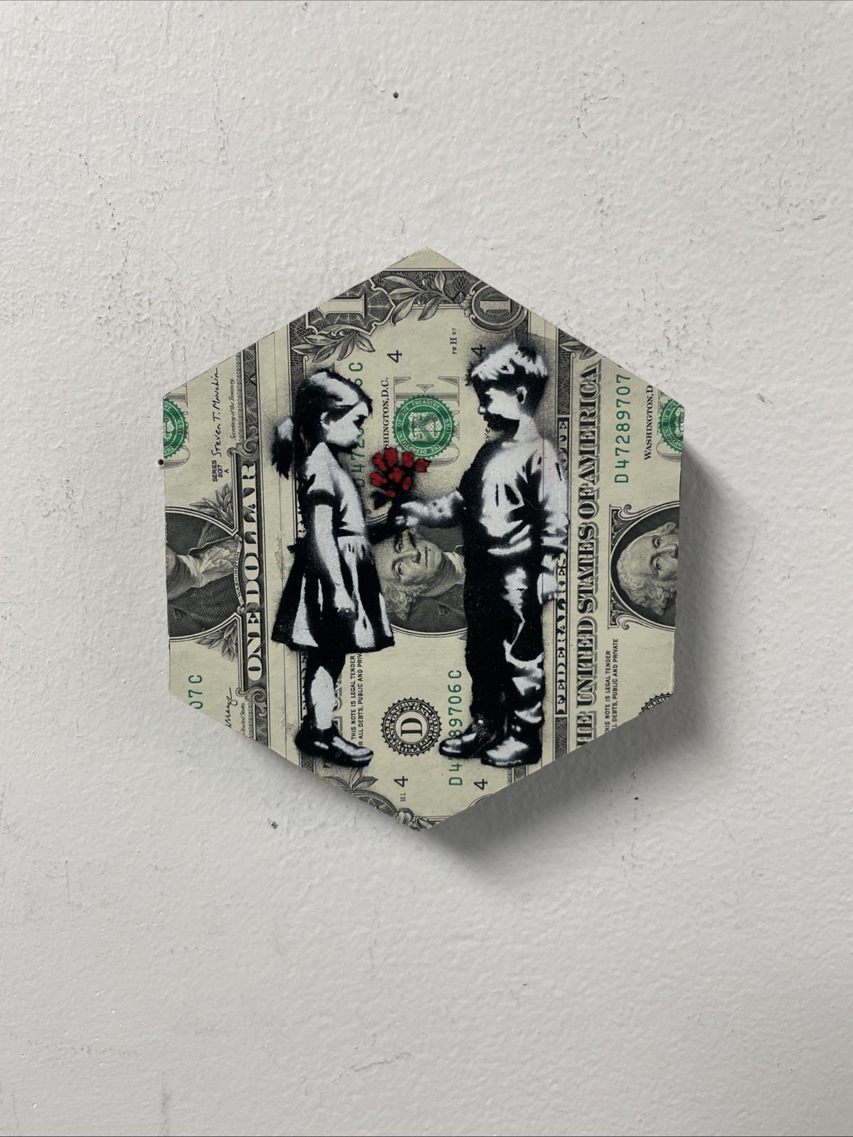 True Love Kids dollar bill US Blood Money Original  Street Art Painting Graffiti