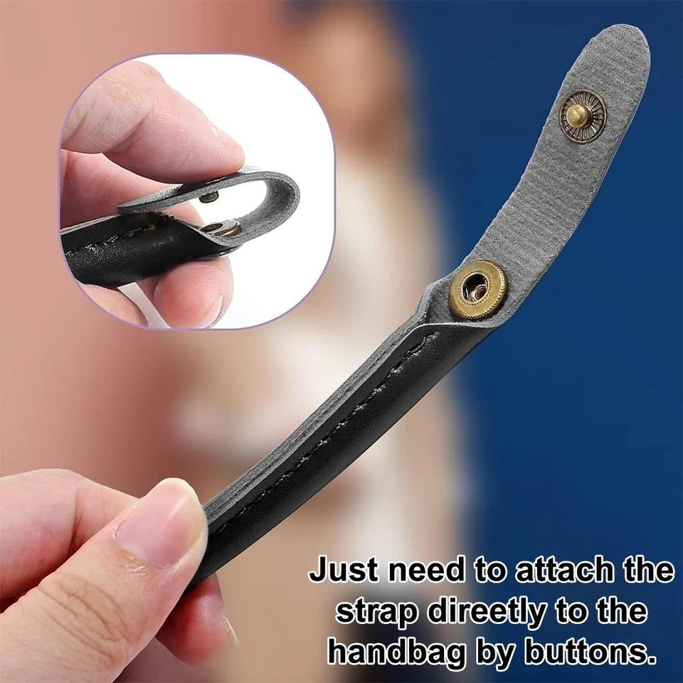 2pcs Leder Taschengriffe schwarz stabile PU-Leder Ersatzgriffe mit 2 - Bild 3 von 4