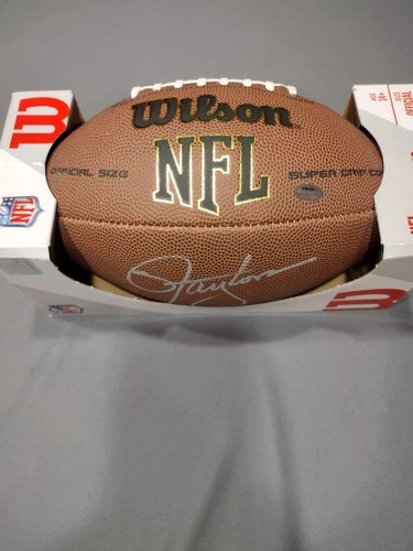 Lawrence Taylor Signed New York Giants Brown Wilson NFL Football w/ COA