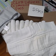 Carter's 20 Prefold Cloth Diapers and Changing Pads White Gray 100 Cotton