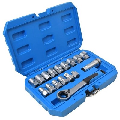 Durchsteck Ratsche Steckschlüssel Satz 17 teilig 3/8'' 1/2'' 10-24mm DHL