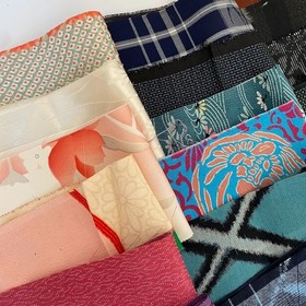 Silk Bundle #224 36 Strips Vintage Fabric Scraps Japanese Kimono Fabric Bag