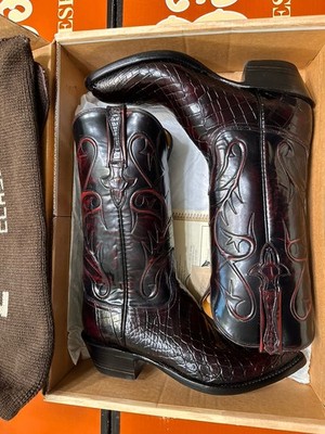 Lucchese Classics Black Alligator Exotic Cowboy Boots Men s 9 D