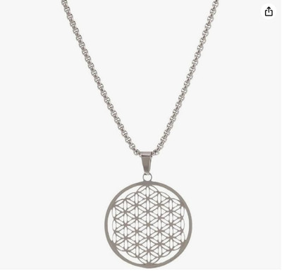 Collar Flor de la Vida, talismán boho, amuleto de geometría sagrada