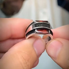 AAA QUALITY STERLING 925 SILVER MEN'S JEWELRY BAGUETTE CUT RED ZIRCON RING