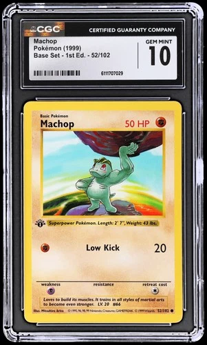 1999 Pokemon Base Set Machop #52 CGC 10 1st Edition Gem Mint Shadowless
