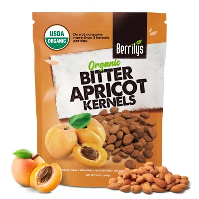 BERRILYS New Organic Bitter Apricot Kernel 10oz Raw Premium Seeds Unpasteurized Non-GMO