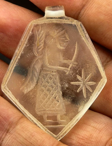 Ancient old intaglio carved seal stamp old pendant crystal stone